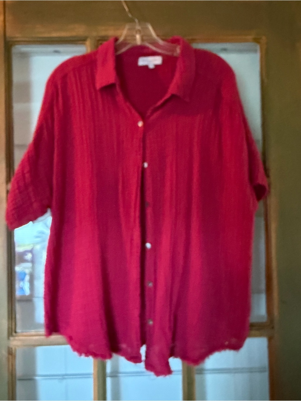 Michael Stars Vibrant Red berry Short-Sleeve Button-Down Shirt
